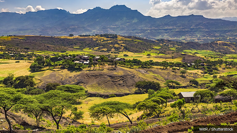 The Lalibela countryside with the Lasta Mountains in the background