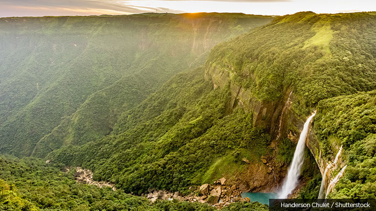 A waterfall in Meghalaya State in northeast India