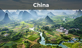 The Li River and Karst mountains near Guilin City in China