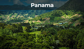 Forested mountain landscape new Cerro Punta in Panama